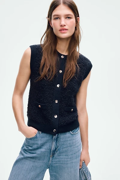 Bouclé-Knit Vest
