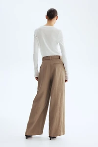 Wide-Leg Pants with Belt