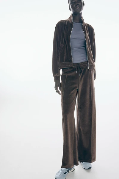 Wide-Leg Velour Joggers