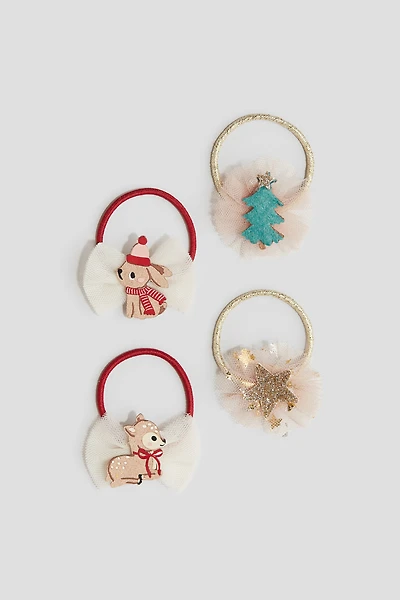 4-Pack Appliquéd Hair Elastics