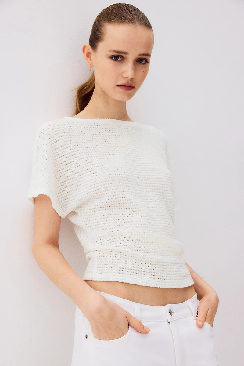 Batwing-Sleeved Jersey Top