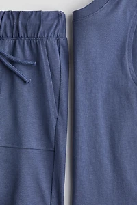 2-Piece Cotton Tank Top and Shorts Set