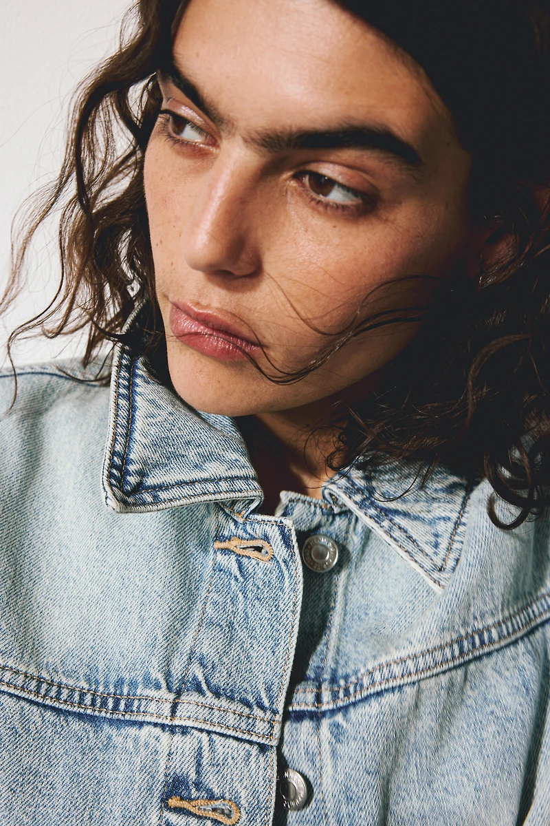 Tie-Belt Denim Jacket