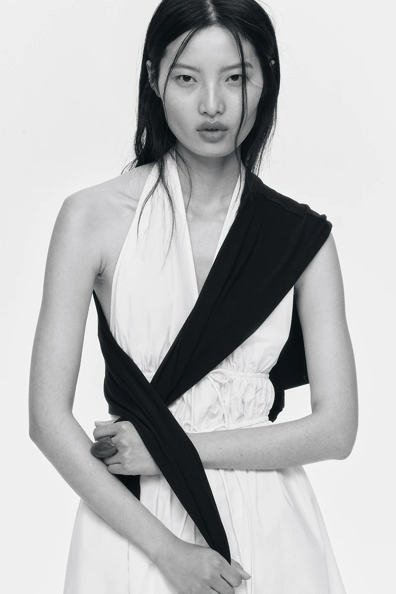 Drawstring-Detail Halterneck Dress