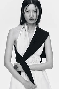 Drawstring-Detail Halterneck Dress