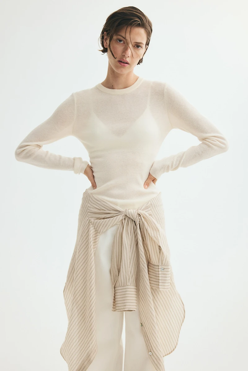 Fine-Knit Cashmere-Blend Top
