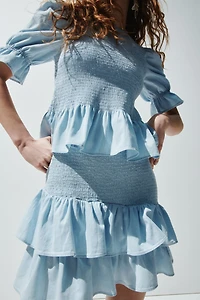 Blouse à nid d'abeille en denim