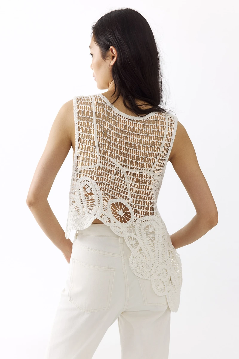 Asymmetric Crochet-Look Top