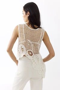 Asymmetric Crochet-Look Top