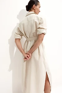 MAMA Linen-Blend Shirt Dress