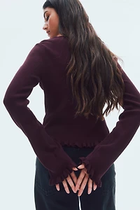 Ruffle-Trimmed Cardigan