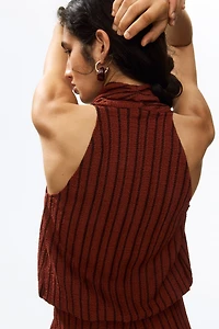 Crinkled V-Neck Top