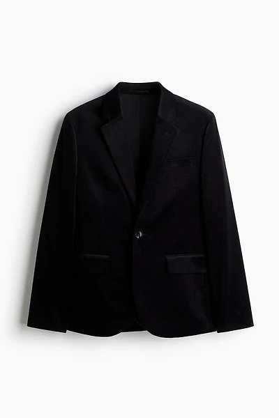 Regular-Fit Single-Breasted Velvet Jacket