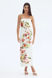 Printed Linen-blend Dress