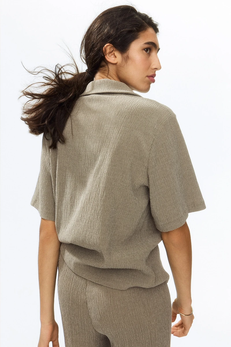 Crinkled Polo Shirt