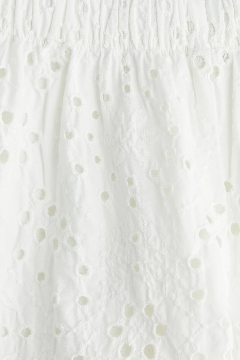 Wide-Leg Pants with Eyelet Embroidery
