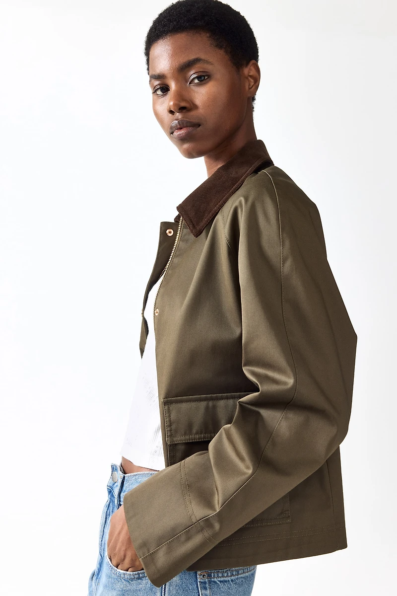 Jacket with Corduroy Collar