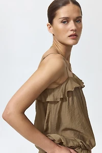 Asymmetric Dress with Flounce Trim