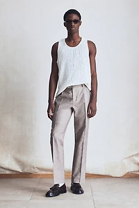 Pantalon habillé coupe classique en lin mélangé