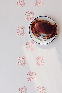 Embroidered-Motif Linen-Blend Tablecloth