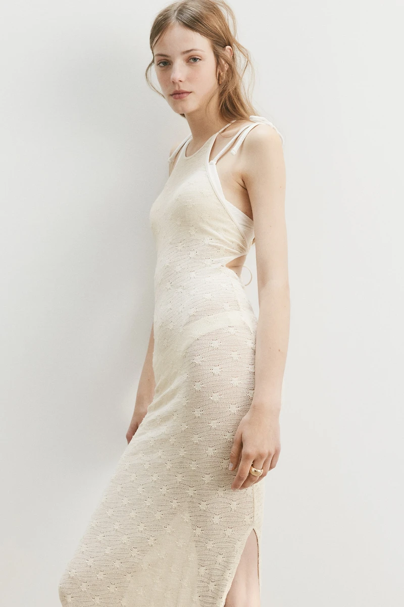 Crochet-Look Low-Back Dress