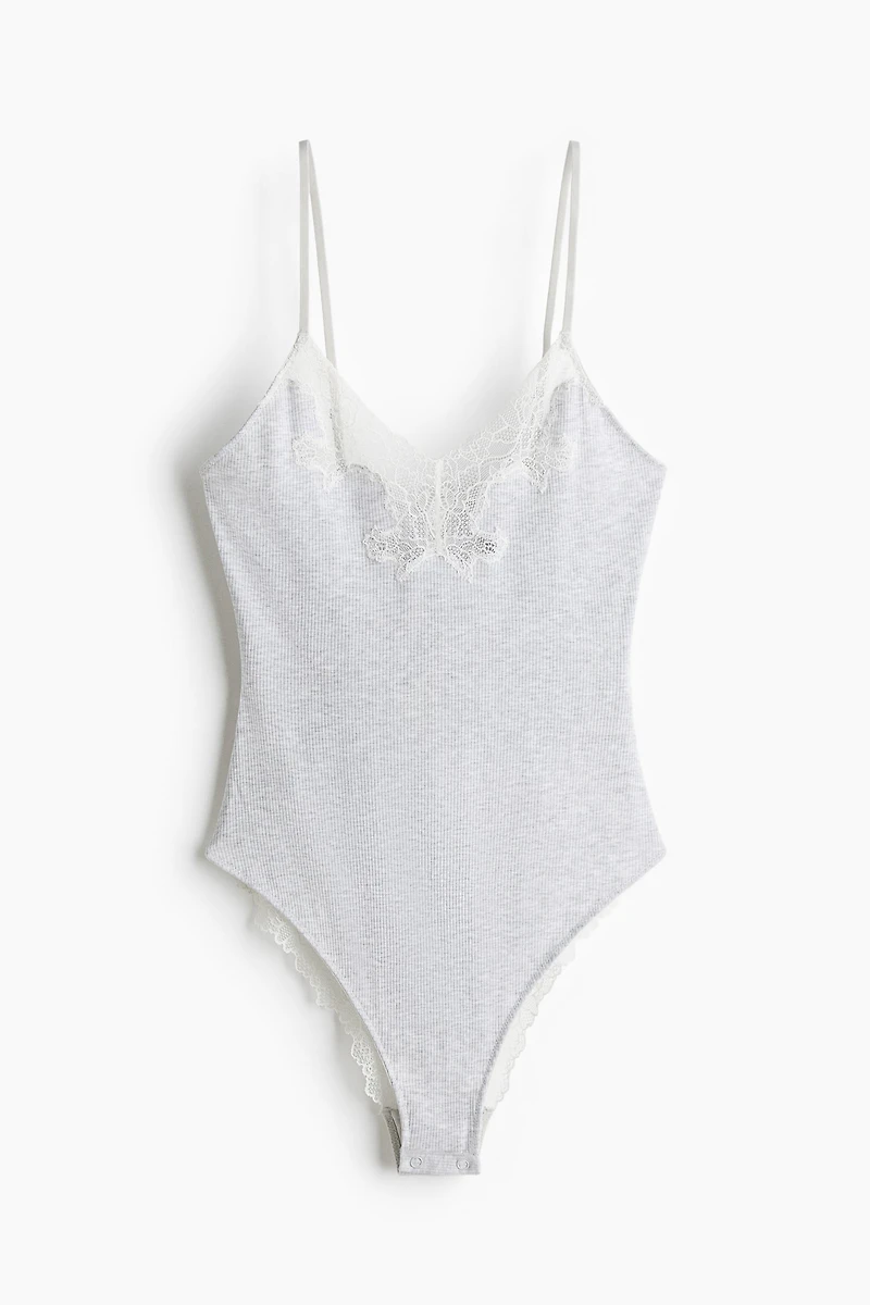 Lace-Trimmed Cotton Bodysuit