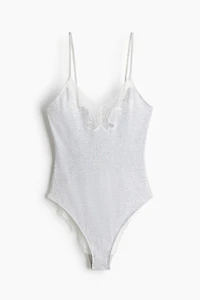 Lace-Trimmed Cotton Bodysuit