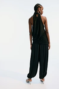Draped-Panel Balloon-Leg Pants