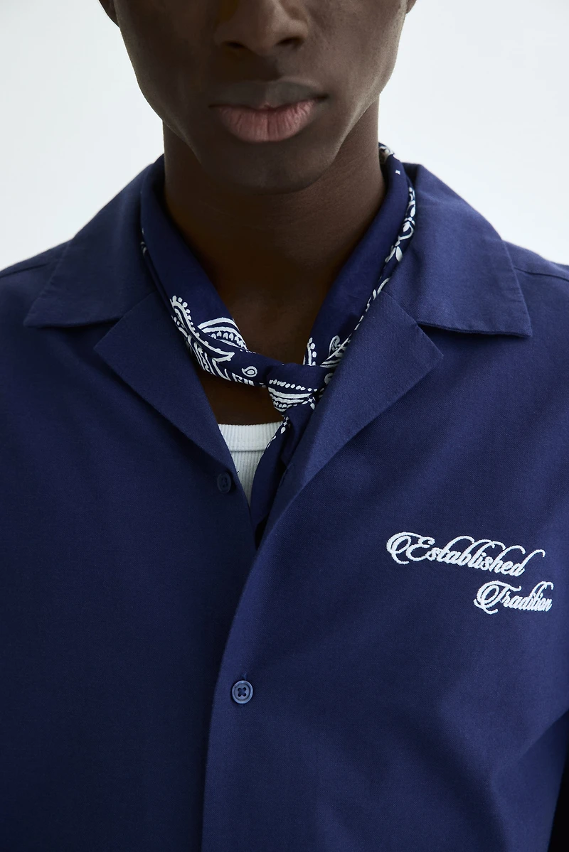 Relaxed-Fit Embroidered-Motif Cotton Resort Shirt