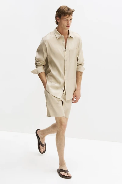Easy Care Relaxed-Fit Linen-Blend Shorts