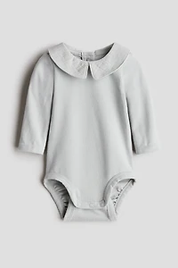 Cotton Bodysuit with Muslin Collar
