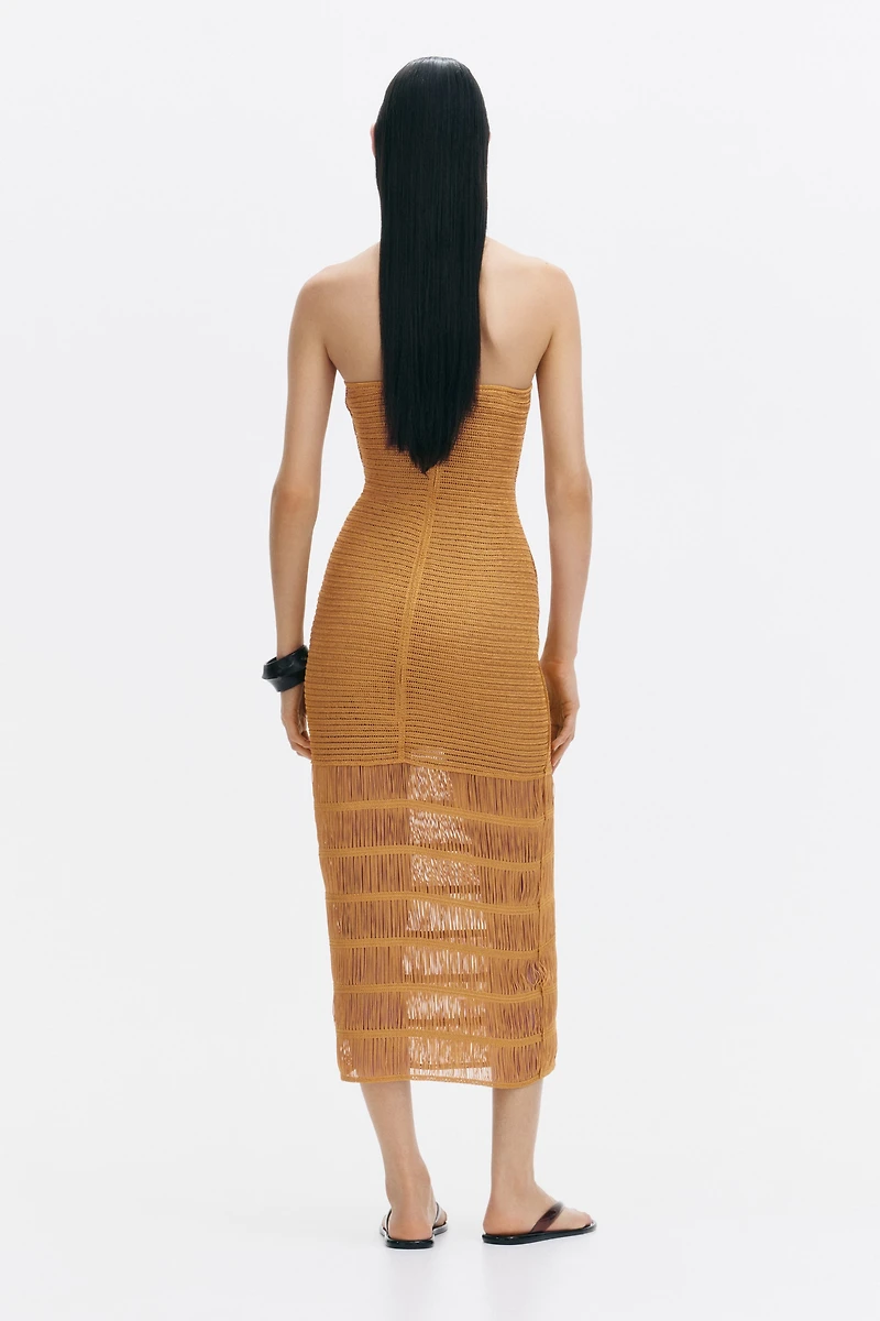 Crochet-Look Bandeau Dress