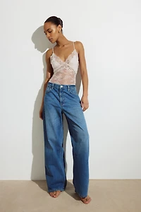 Microfiber and Lace Bodysuit