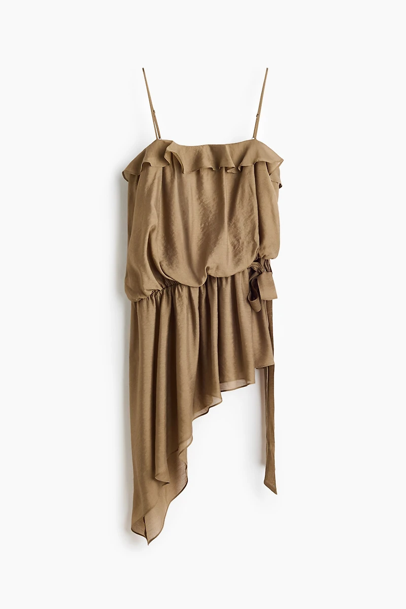 Asymmetric Dress with Flounce Trim