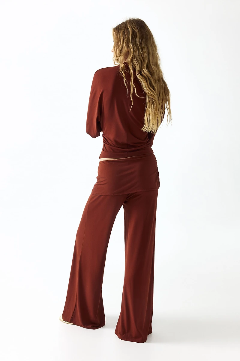 Draped Fine-Knit Pants