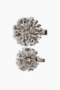 Lot de 2 barrettes fleurs