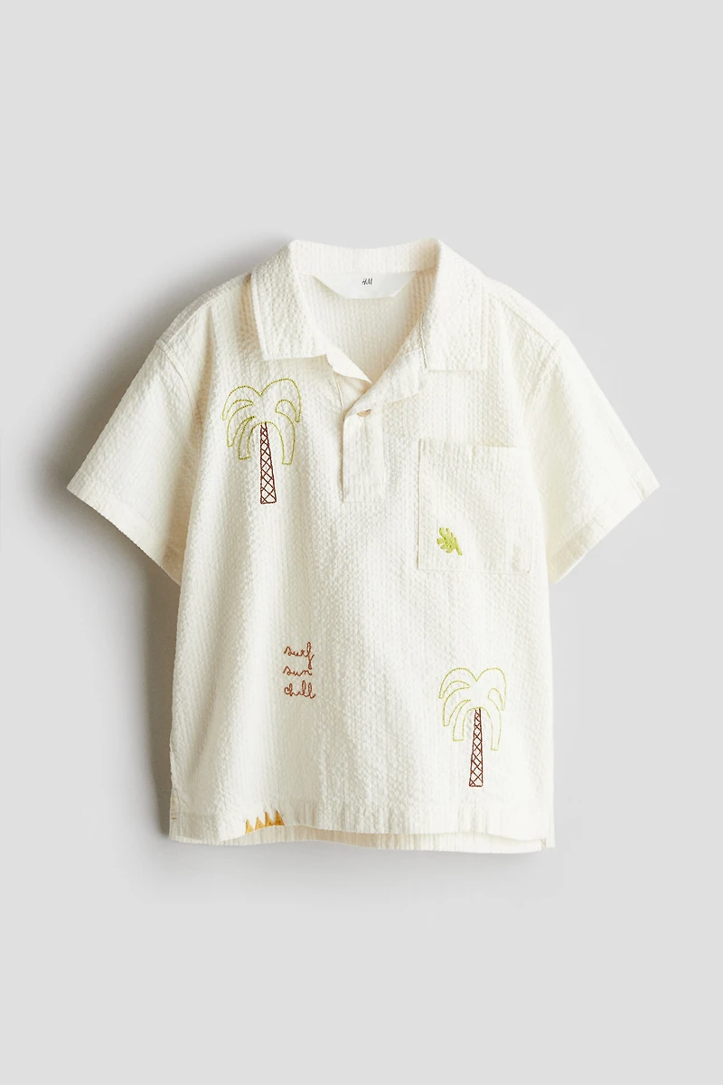 Cotton Seersucker Polo Shirt