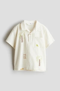 Cotton Seersucker Polo Shirt
