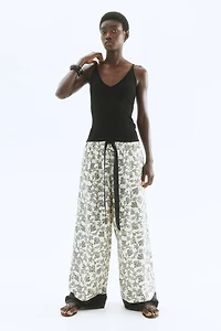 Wide-Leg Pants with Tie Belt