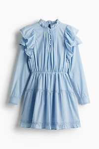 Ruffle-Trimmed Cotton Dress