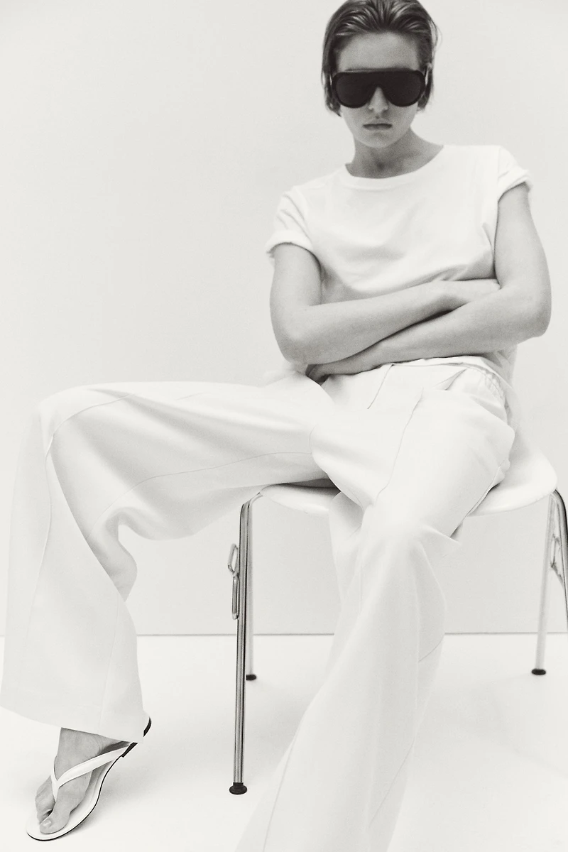 Pantalon tonneau à plis