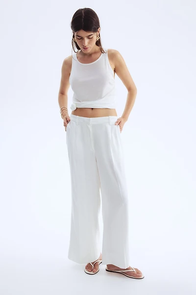 Wide-Leg Linen-Blend Pants