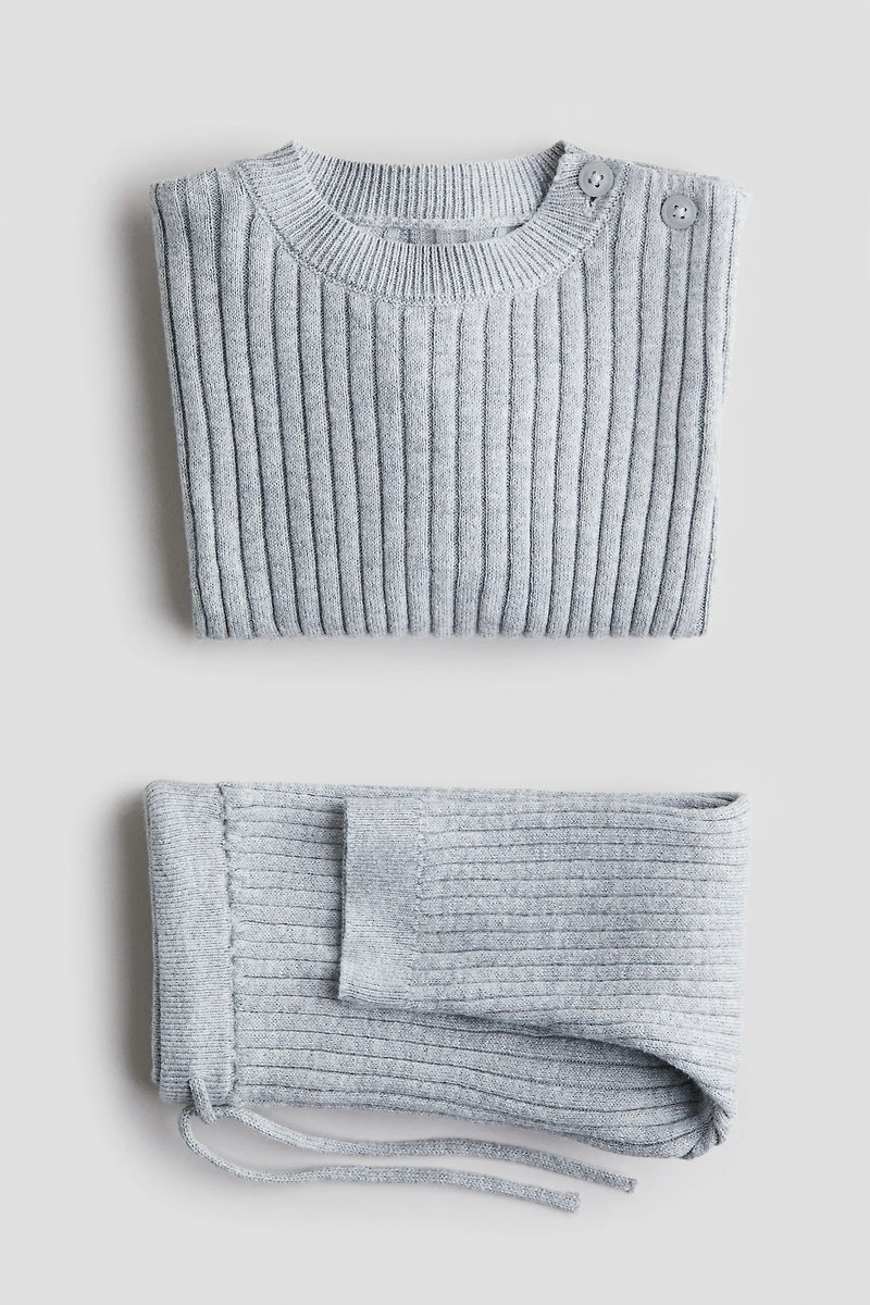 Ensemble 2 pièces en maille de coton côtelée