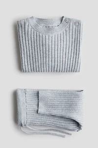 Ensemble 2 pièces en maille de coton côtelée