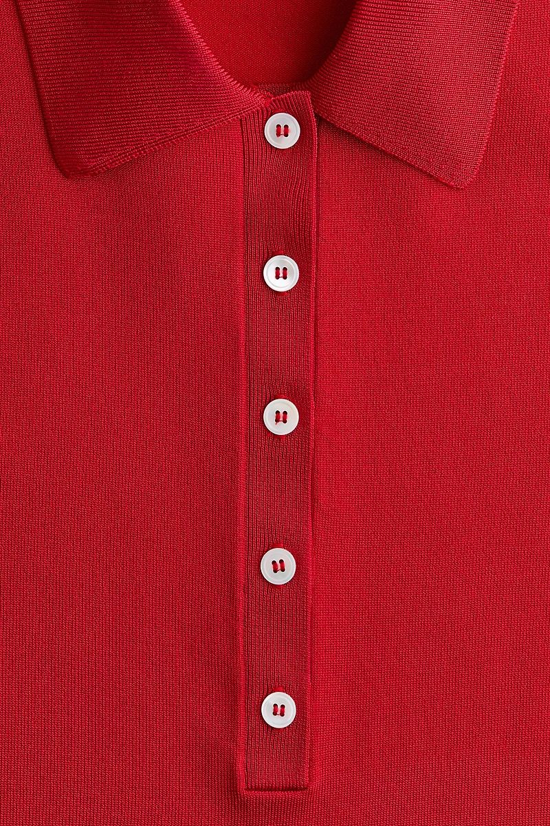 Fine-Knit Polo Shirt