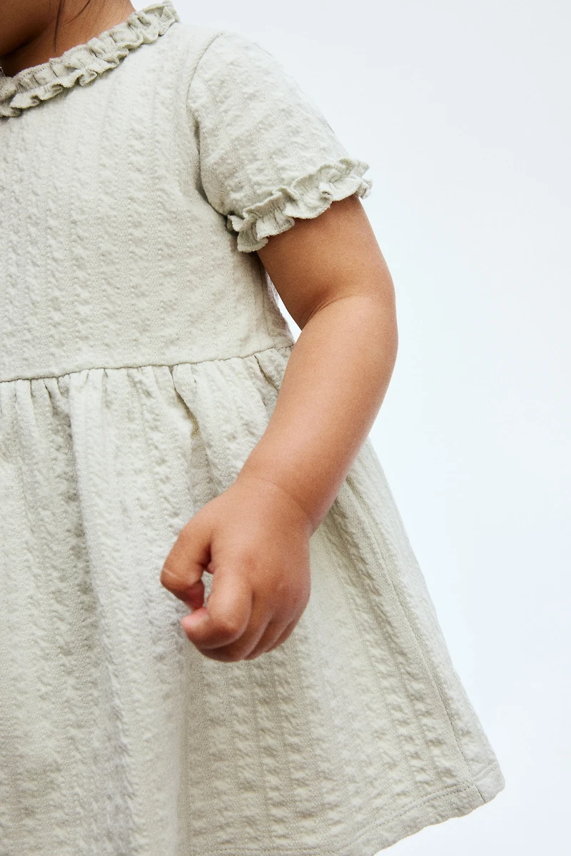 Ruffle-Trimmed Jacquard-Jersey Dress