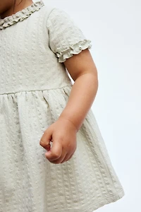 Ruffle-Trimmed Jacquard-Jersey Dress
