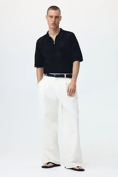 Relaxed-Fit Open-Knit Polo Shirt