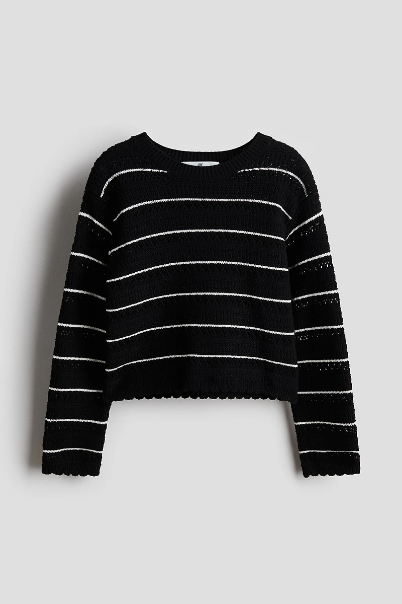 Pointelle-Knit Cotton Sweater