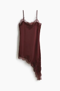 Lace-Trimmed Satin Slip Dress
